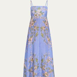 HANNAH ARTWEAR Franca Silk Habotai Spaghetti-Strap Midi Dress